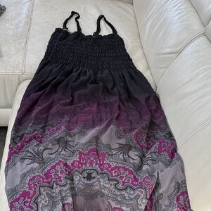 Free People Gray and Black Ruched Top